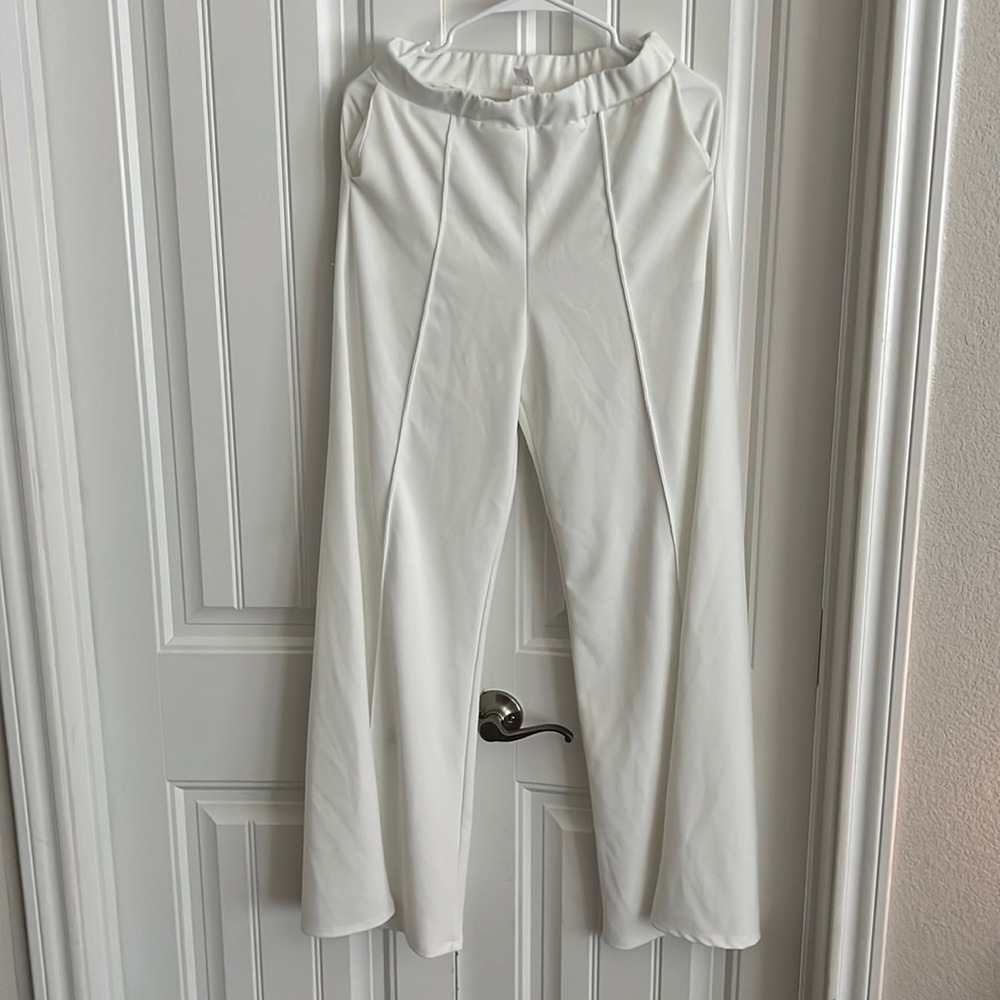 White trouser dress pants wide leg